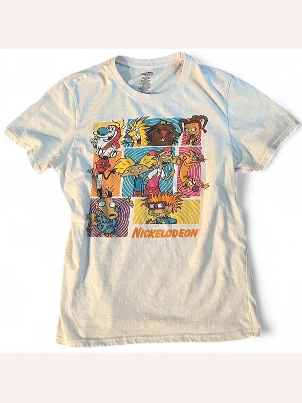 White Nickelodeon Graphic Tee 90s Cartoon Graphic Print Retro Size L